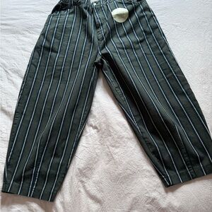 Striped Dark Green Wide-Leg Women’s Jeans